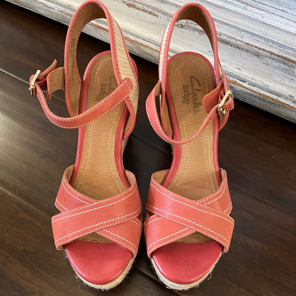 Clarks indigo coral wedges size 7.
